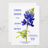 Bluebonnetフローラオン白結婚とカップルのシャワー 招待状 (正面/裏面)