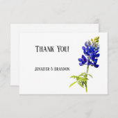 Bluebonnetフローラオン白結婚サンキューカード サンキューカード (正面/裏面)