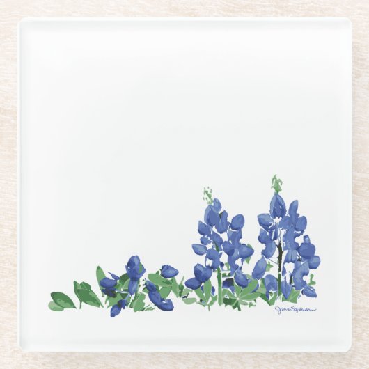 Bluebonnet野生の花、テキサス州の花 ガラスコースター (正面)