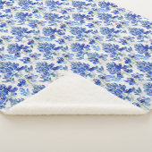 Bluebonnet Floral Pattern Blue and White シェルパブランケット (3/4)
