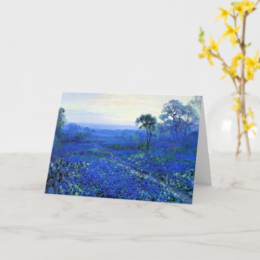 Bluebonnet Landscape with Cacti & Mountain Laurel カード (黄色い花)