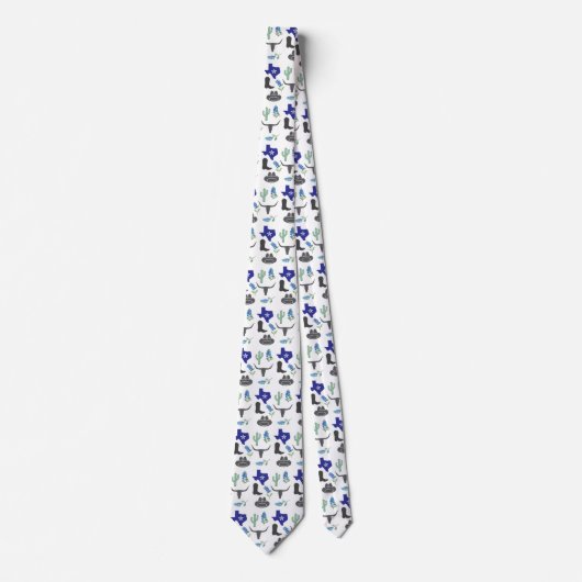 Bluebonnet Texas Wildflower Watercolor Pattern ネクタイ (正面)