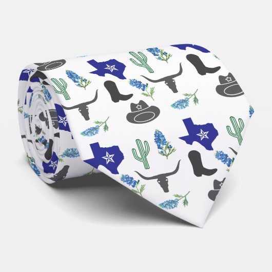 Bluebonnet Texas Wildflower Watercolor Pattern ネクタイ (ロール)