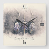 Bluebonnet Trioスケッチ水色 スクエア壁時計 (正面)