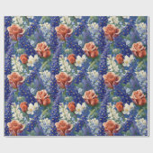 BluebonnetsとRed Rosesパターン ラッピングペーパー (フラット)