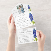 Bluebonnetsテキサス州ブルーフローラ結婚写真 オールインワン招待状 (貼ってはがせる)