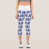 Bluebonnetsテキサス州花ワイルドフラワーウォータカラー カプリレギンス (正面)