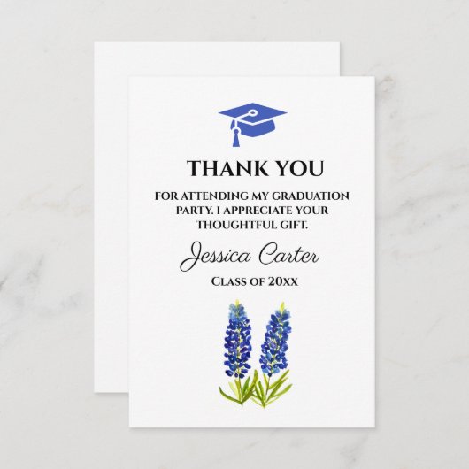 Bluebonnetsフローラ卒業ありがとう エンクロージャーカード (正面/裏面)