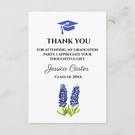 Bluebonnetsフローラ卒業ありがとう エンクロージャーカード (正面)