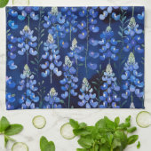 Bluebonnets – ダークブルーテキサス州花 キッチンタオル (折り畳み)