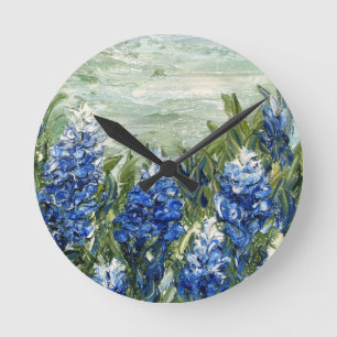 Bluebonnets ラウンド壁時計