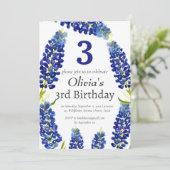 Bluebonnets 3番目の第3誕生日ブルーフローラ 招待状 (スタンド正面)
