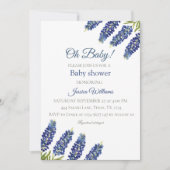 Bluebonnets Blue Floral Watercolor Texas Baby boy 招待状 (正面)