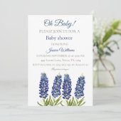 Bluebonnets Blue Floral Watercolor Texas Baby boy 招待状 (スタンド正面)