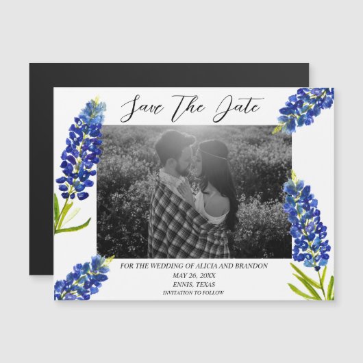 Bluebonnets Photoの結婚春スクリプトマグネット (正面/裏面)