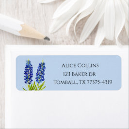 Bluebonnets Texas State Flowers Lupine Watercolor ラベル