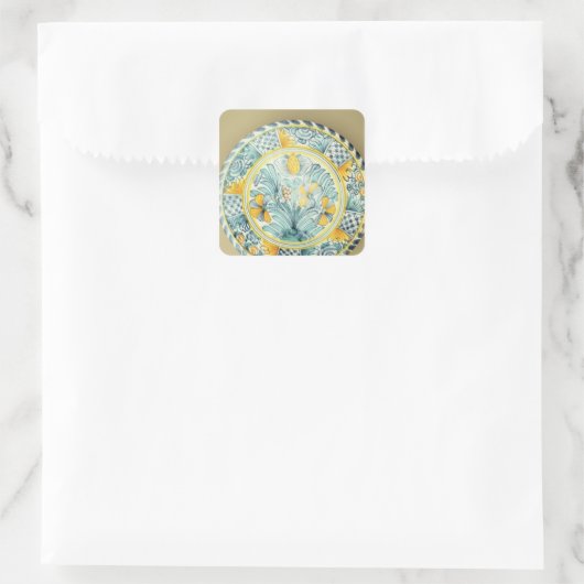 Bluedash' Delftware charger, Lambeth陶器 スクエアシール (バッグ)