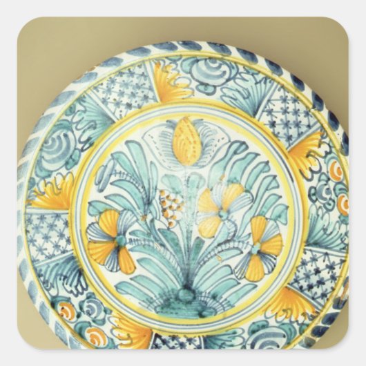 Bluedash' Delftware charger, Lambeth陶器 スクエアシール (正面)