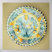 Bluedash' Delftware charger, Lambeth陶器 ポスター (正面)