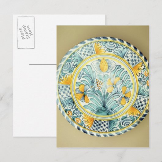 Bluedash' Delftware charger, Lambeth陶器 ポストカード (正面/裏面)