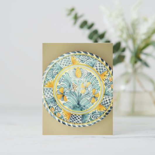 Bluedash' Delftware charger, Lambeth陶器 ポストカード (スタンド正面)