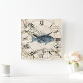 Bluefish~西インディ~カリブの1785航海のマップ~ スクエア壁時計 (ホーム)