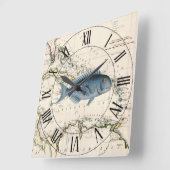 Bluefish~西インディ~カリブの1785航海のマップ~ スクエア壁時計 (傾斜)