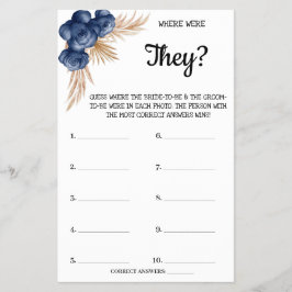 BlueFlowerブライダルシャワーゲームカードの場所 チラシ