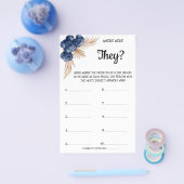 BlueFlowerブライダルシャワーゲームカードの場所 チラシ (シングル)