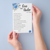 BlueFlowersの上または下ブライダルシャワーゲームカード チラシ (ハンドル)