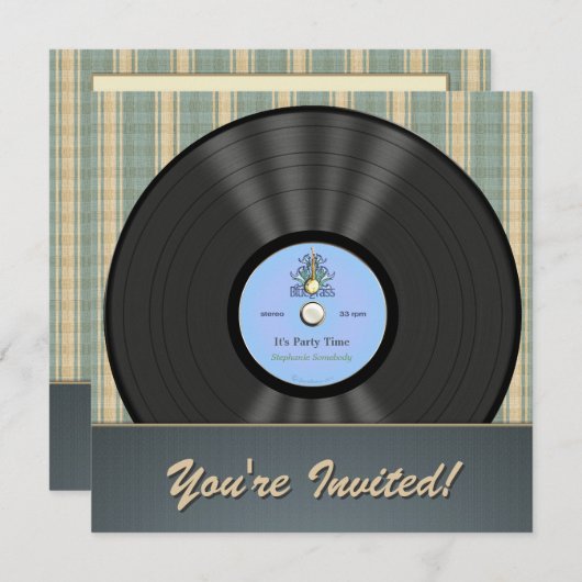 Bluegrassのヴィンテージのレコードのパーティの招待状 招待状 (正面/裏面)