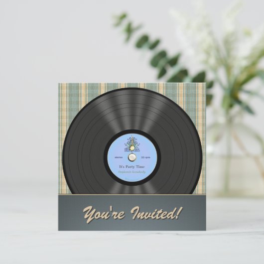 Bluegrassのヴィンテージのレコードのパーティの招待状 招待状 (スタンド正面)