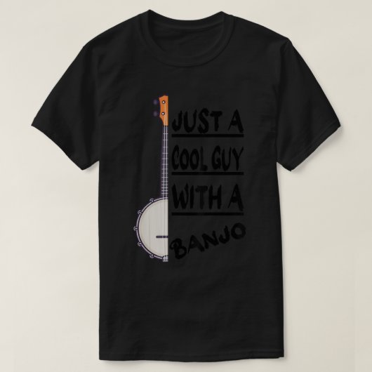 Bluegrassクール Banjoを持った男だけ遊 Tシャツ (デザイン正面)