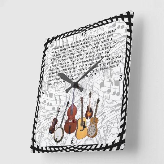 BLUEGRASSバンド スクエア壁時計 (傾斜)