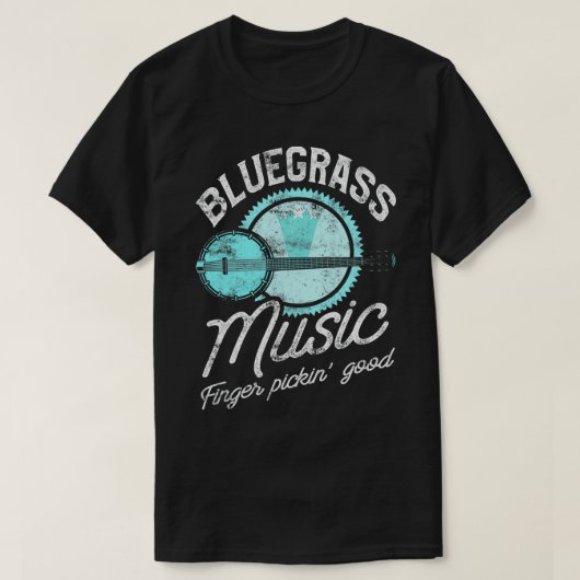 Bluegrass音楽ギタープレーヤーとおもしろいBanjo Inst Tシャツ (デザイン正面)