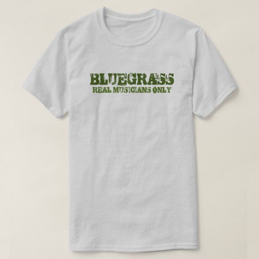 Bluegrass音楽実在ミュージシャンのみラフ文字 Tシャツ (デザイン正面)