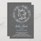 BlueGrayベビー屋外のベビーシャワーが冷たい 招待状 (正面/裏面)