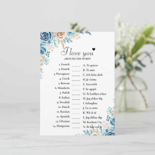 BlueIは世界中であなたを愛しているブライダルゲームカード 招待状 (スタンド正面)