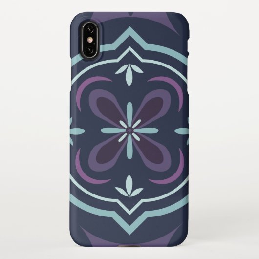 blueish floral tiling pattern iPhoneケース (裏面)