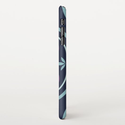 blueish floral tiling pattern iPhoneケース (左側)