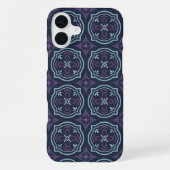 blueish floral tiling pattern iPhoneケース (裏面)