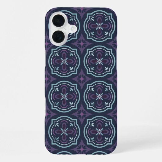 blueish floral tiling pattern iPhoneケース (裏面)