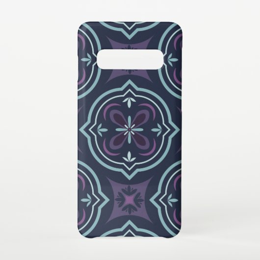 blueish floral tiling pattern samsung galaxyケース (裏面)