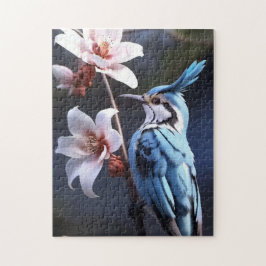 Bluejayと花 ジグソーパズル
