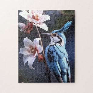 Bluejayと花 ジグソーパズル