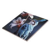 Bluejayと花 タイル (側面)