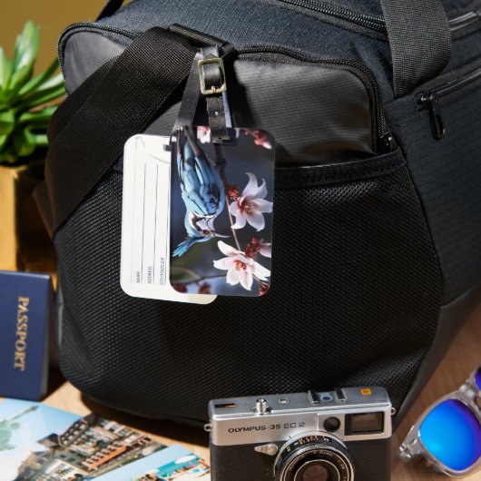 Bluejayと花 ラゲッジタグ (正面&裏面)