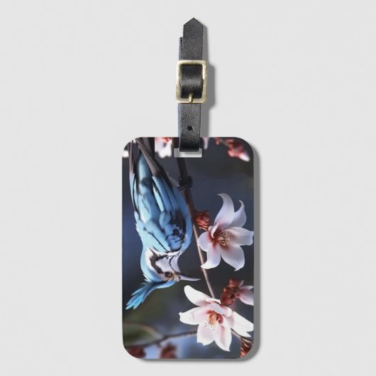 Bluejayと花 ラゲッジタグ (正面縦)