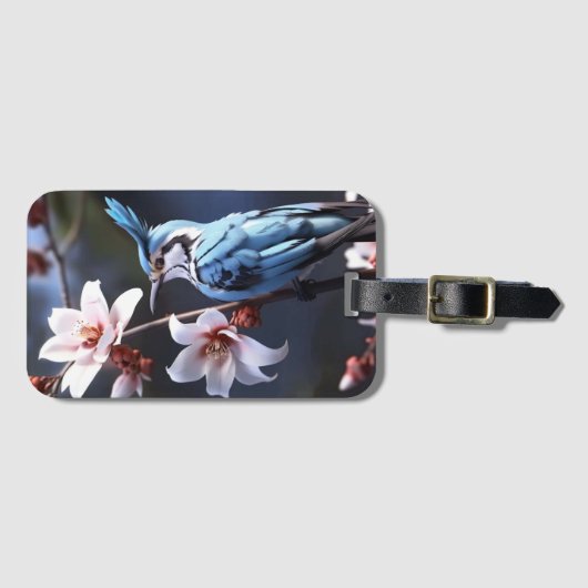 Bluejayと花 ラゲッジタグ (正面横)