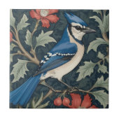 Bluejay Bird William Morrisスタイル右Blue Jay タイル (正面)